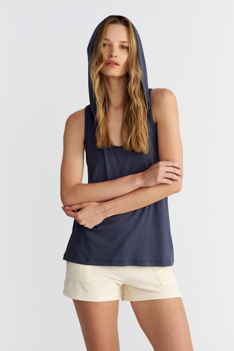 SLEEVELESS HOODED TOP IN LOOSE FIT-25812082-920