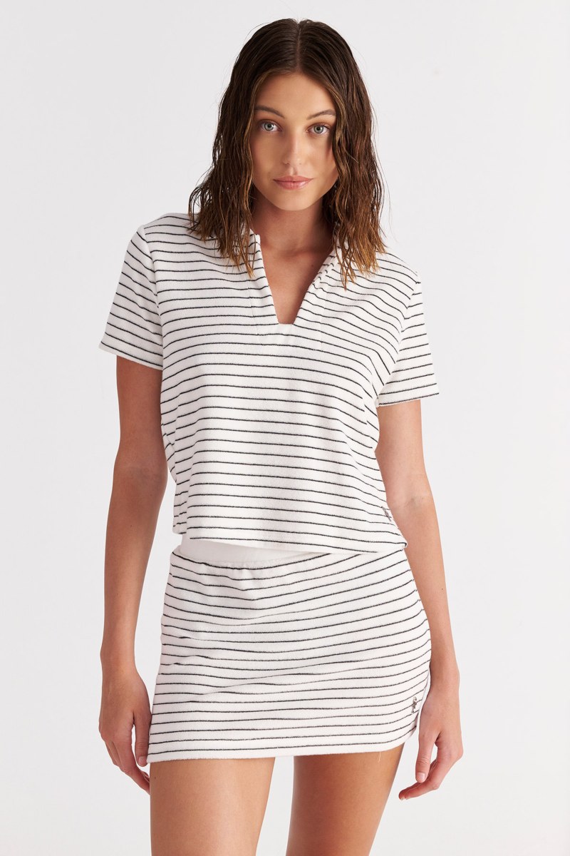 STRIPED TERRY TOP WITH COLLAR-25812229-102
