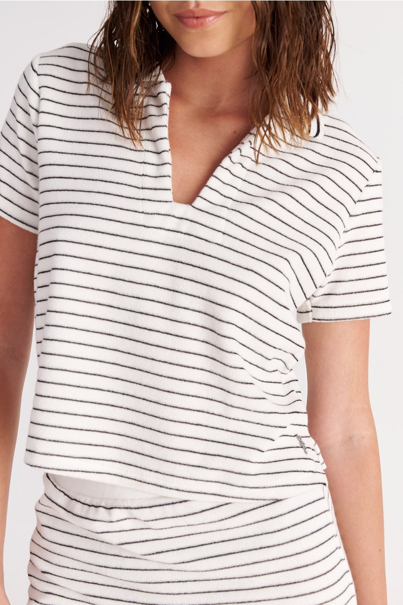 STRIPED TERRY TOP WITH COLLAR-25812229-102