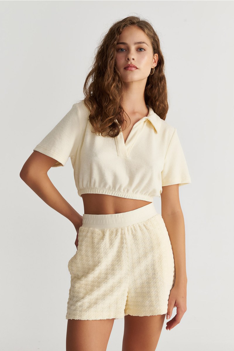 MONOCHROME TERRY CROPPED TOP WITH COLLAR-25812264-103