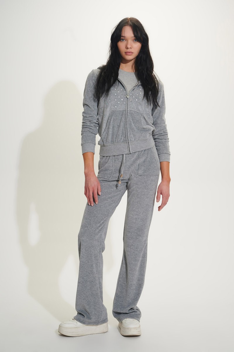 SPARKLING STRASS EMBELLISHED VELOUR HOODED JACKET-25813008-211