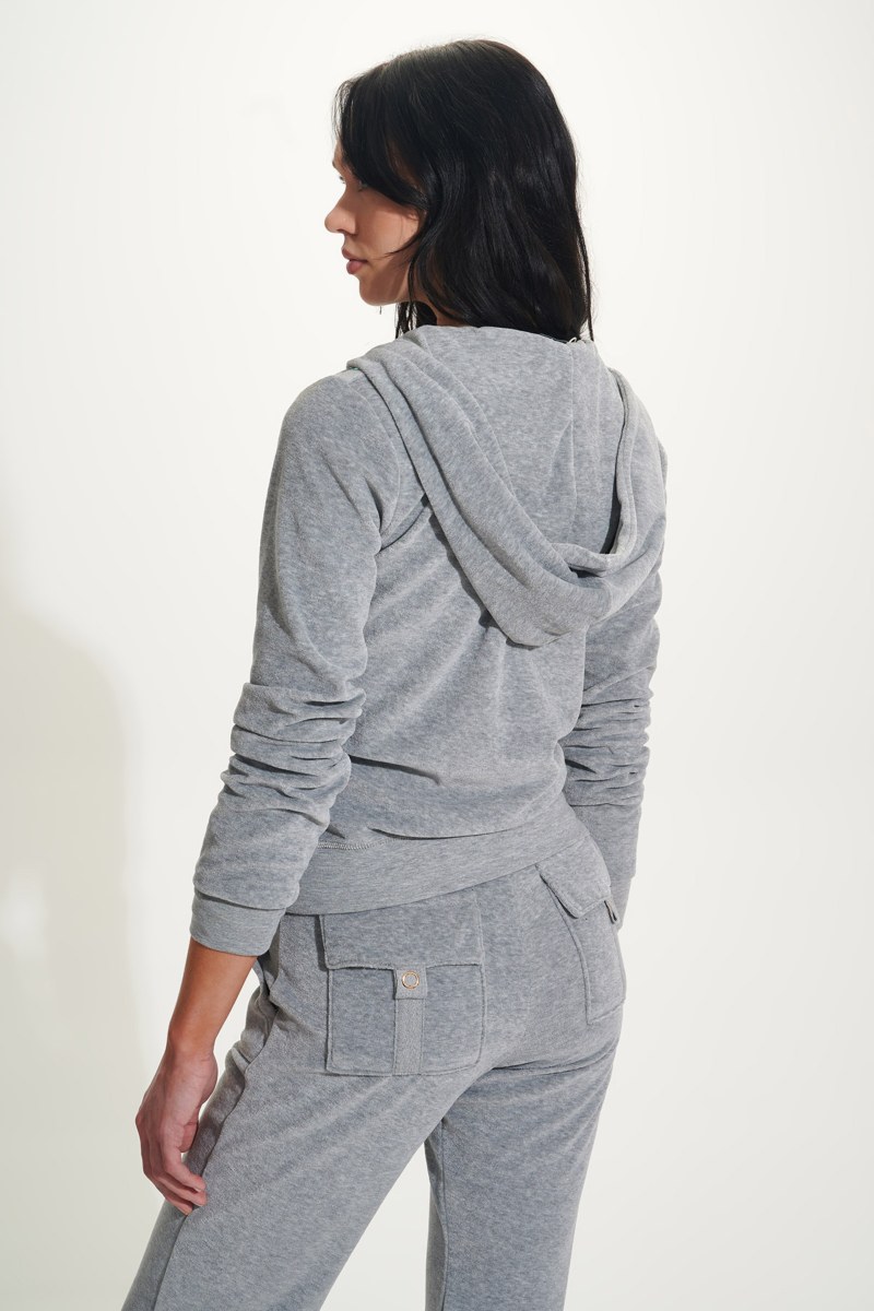 SPARKLING STRASS EMBELLISHED VELOUR HOODED JACKET-25813008-211