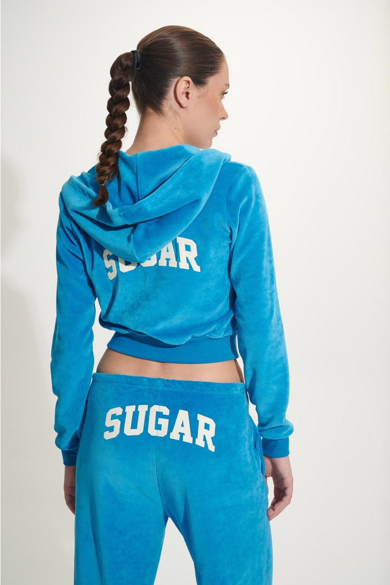 CROPPED HOODED VELOUR JACKET-25813035-956