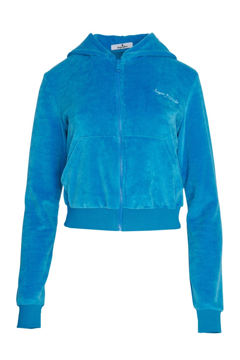 CROPPED HOODED VELOUR JACKET-25813035-956
