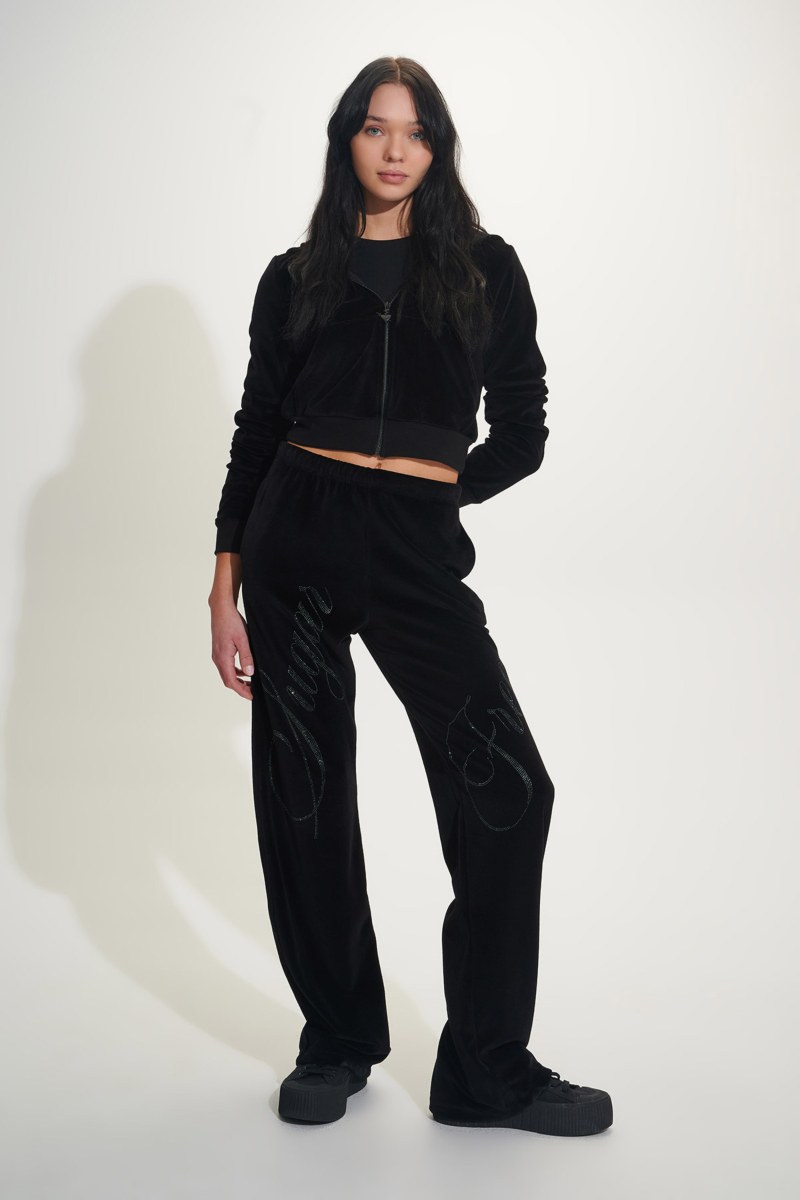 STRASS EMBELLISHED CROPPED HOODED VELOUR JACKET-25813036-110