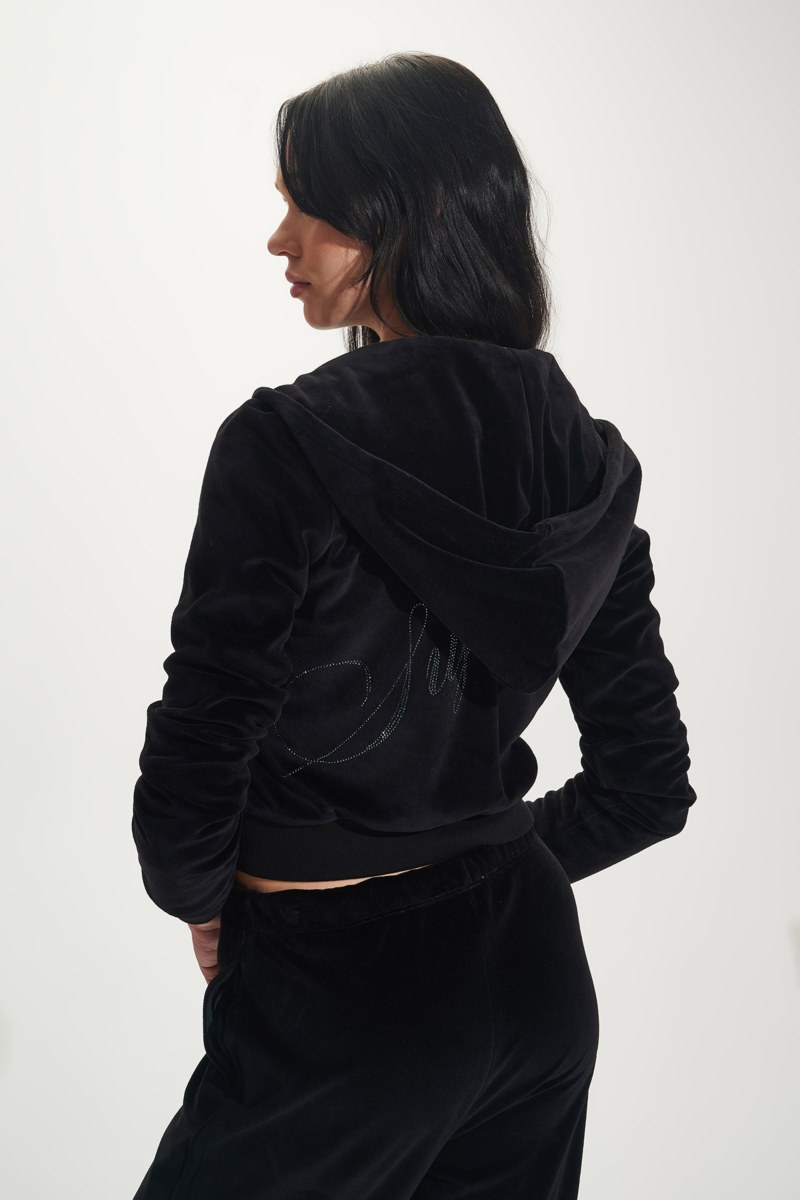 STRASS EMBELLISHED CROPPED HOODED VELOUR JACKET-25813036-110