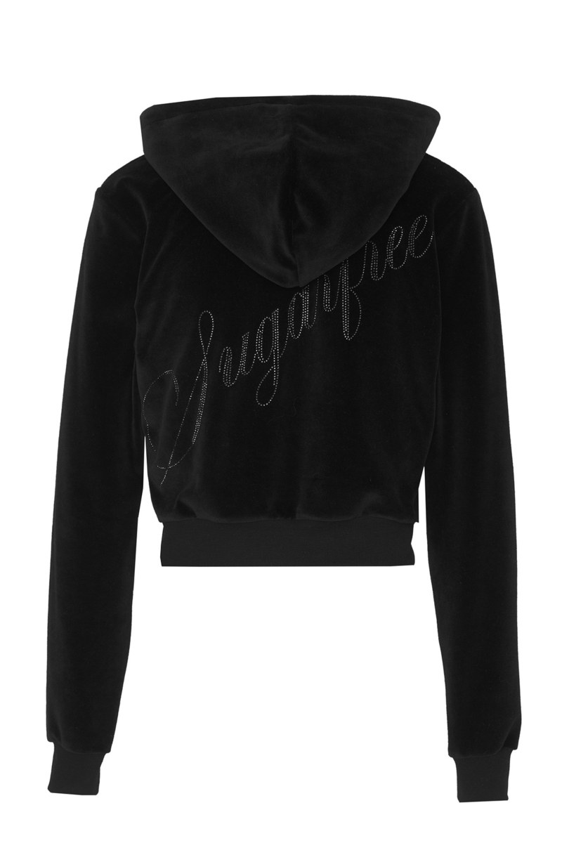 STRASS EMBELLISHED CROPPED HOODED VELOUR JACKET-25813036-110