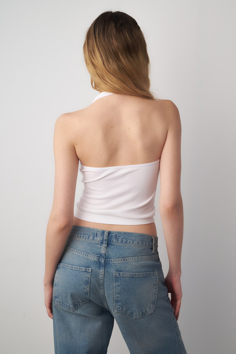 SEAMLESS HALTER NECK RIBBED CROP TOP-25818013-100