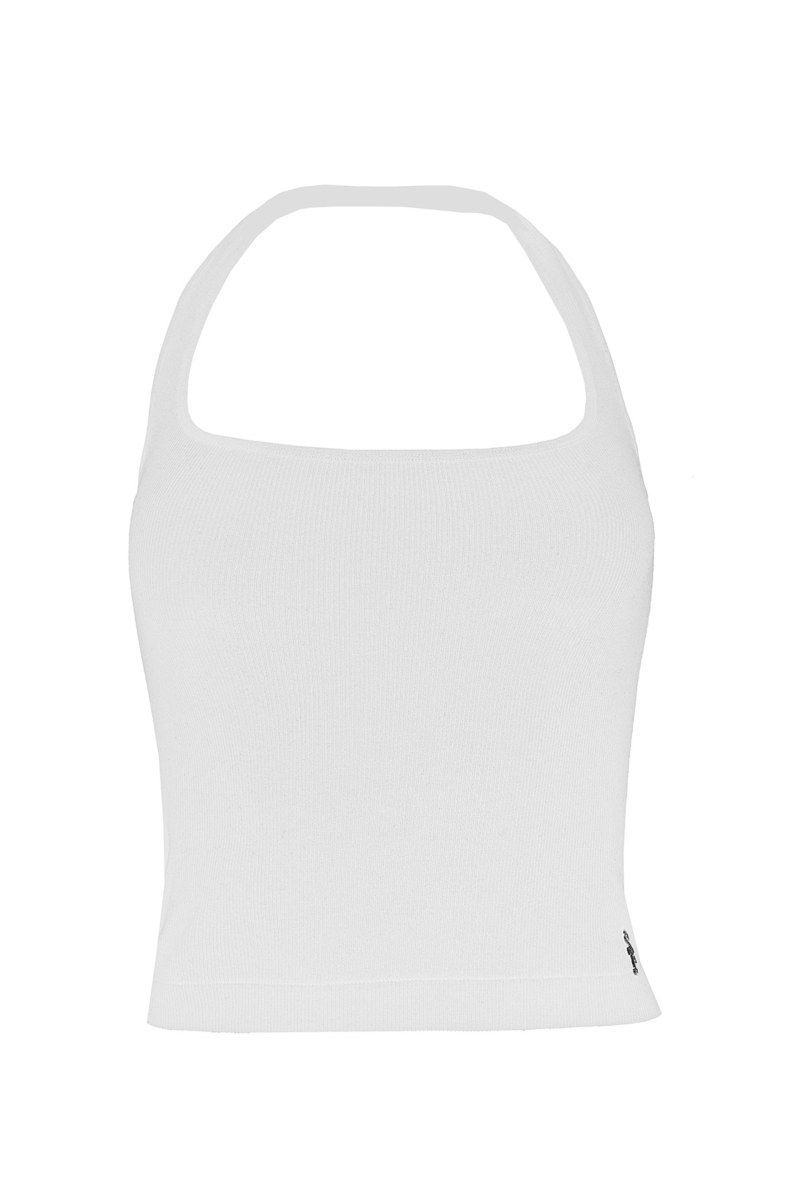 SEAMLESS HALTER NECK RIBBED CROP TOP-25818013-100