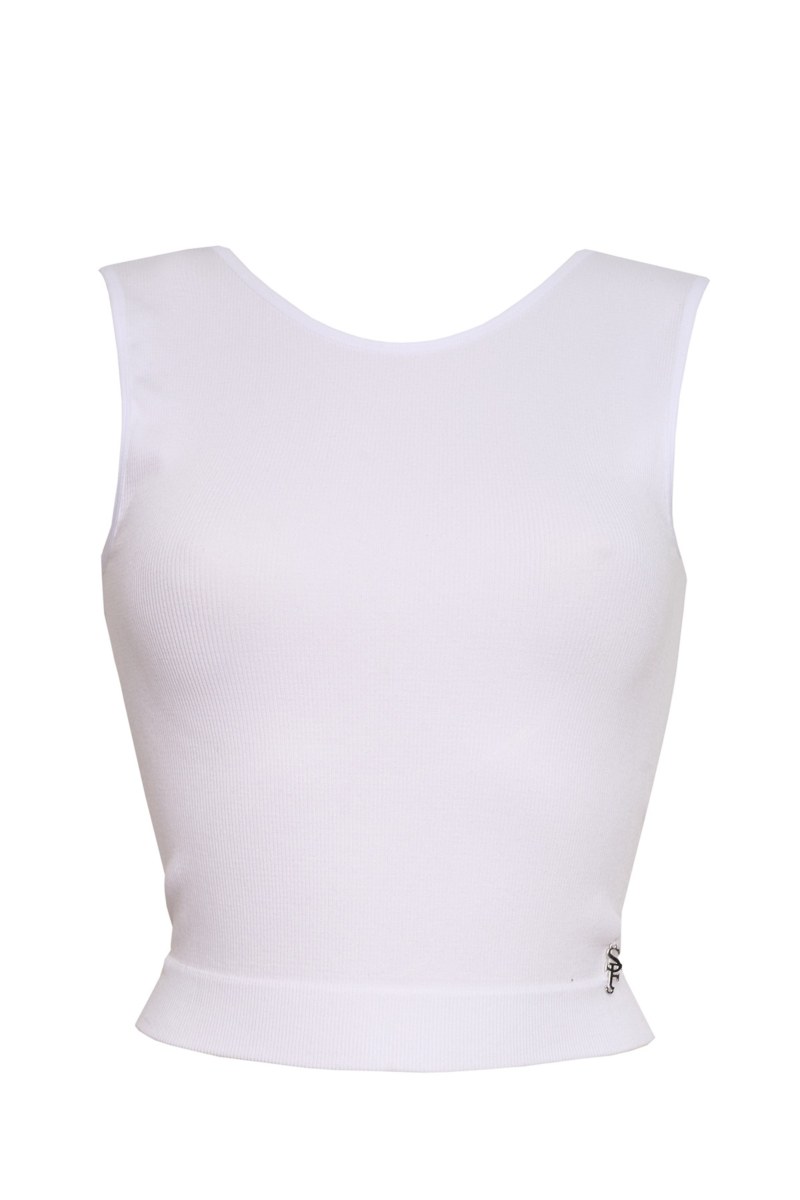 SEAMLESS CROPPED RIBBED TOP WITH OPEN BACK-25818015-100