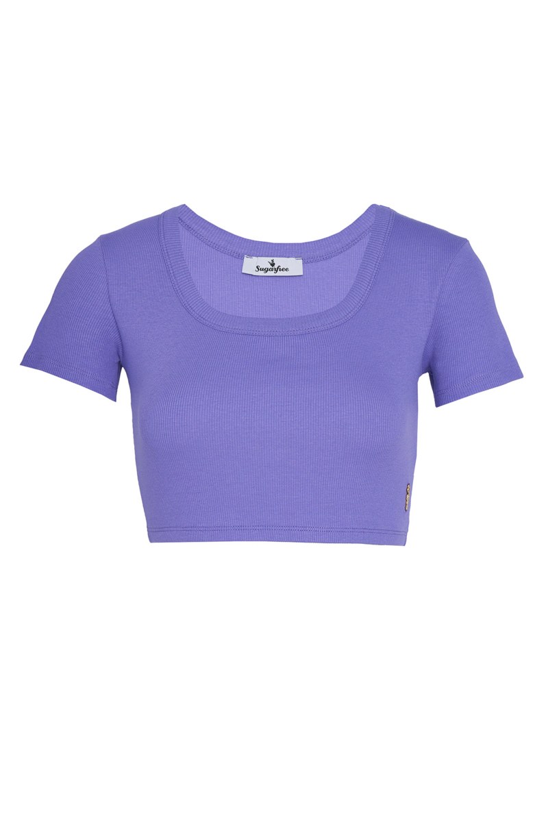 COTTON CROPPED SHORT SLEEVE RIBBED TOP-25818142-800