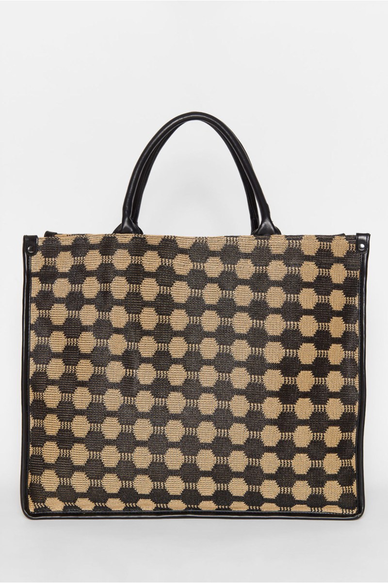 ΨΑΘΙΝΗ ΤΣΑΝΤΑ SHOPPER ΜΕ ΕΠΑΝΑΛΑΜΒΑΝΟΜΕΝΟ ΜΟΤΙΒΟ-25819111-110