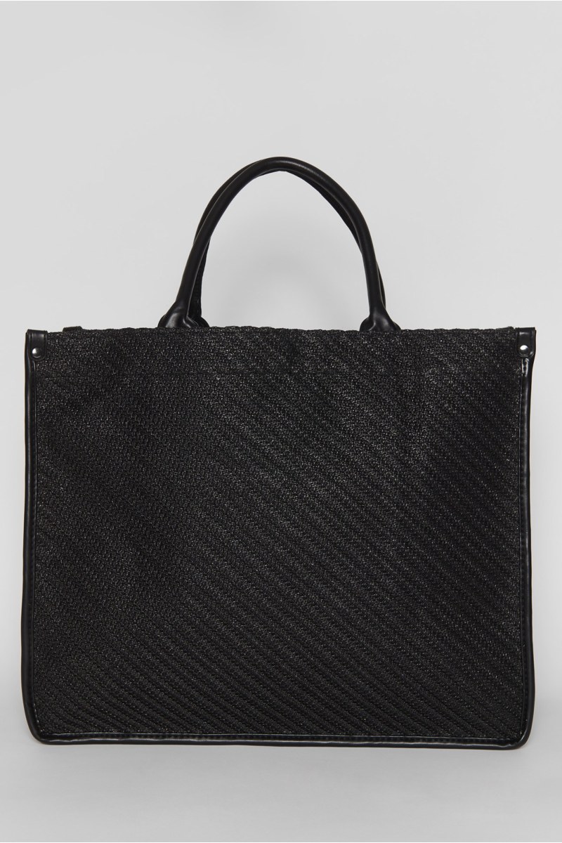 ΨΑΘΙΝΗ ΤΣΑΝΤΑ SHOPPER ΜΕ ΔΙΑΓΩΝΙΟ ΜΟΤΙΒΟ-25819112-110