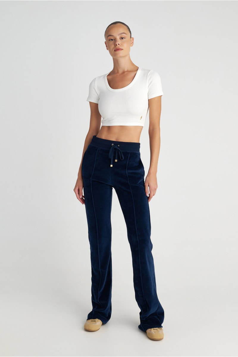 HIGH WAISTED VELOUR PANTS WITH OUTER SEAM-25831003-437