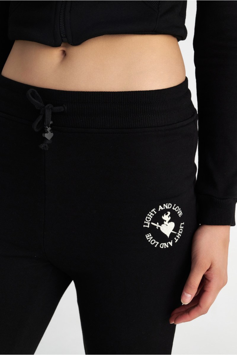 COTTON FLARED PANTS WITH EMBROIDERED DETAIL-25831040-110