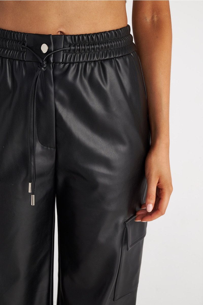 FAUX LEATHER CARGO PANTS-25831090-110
