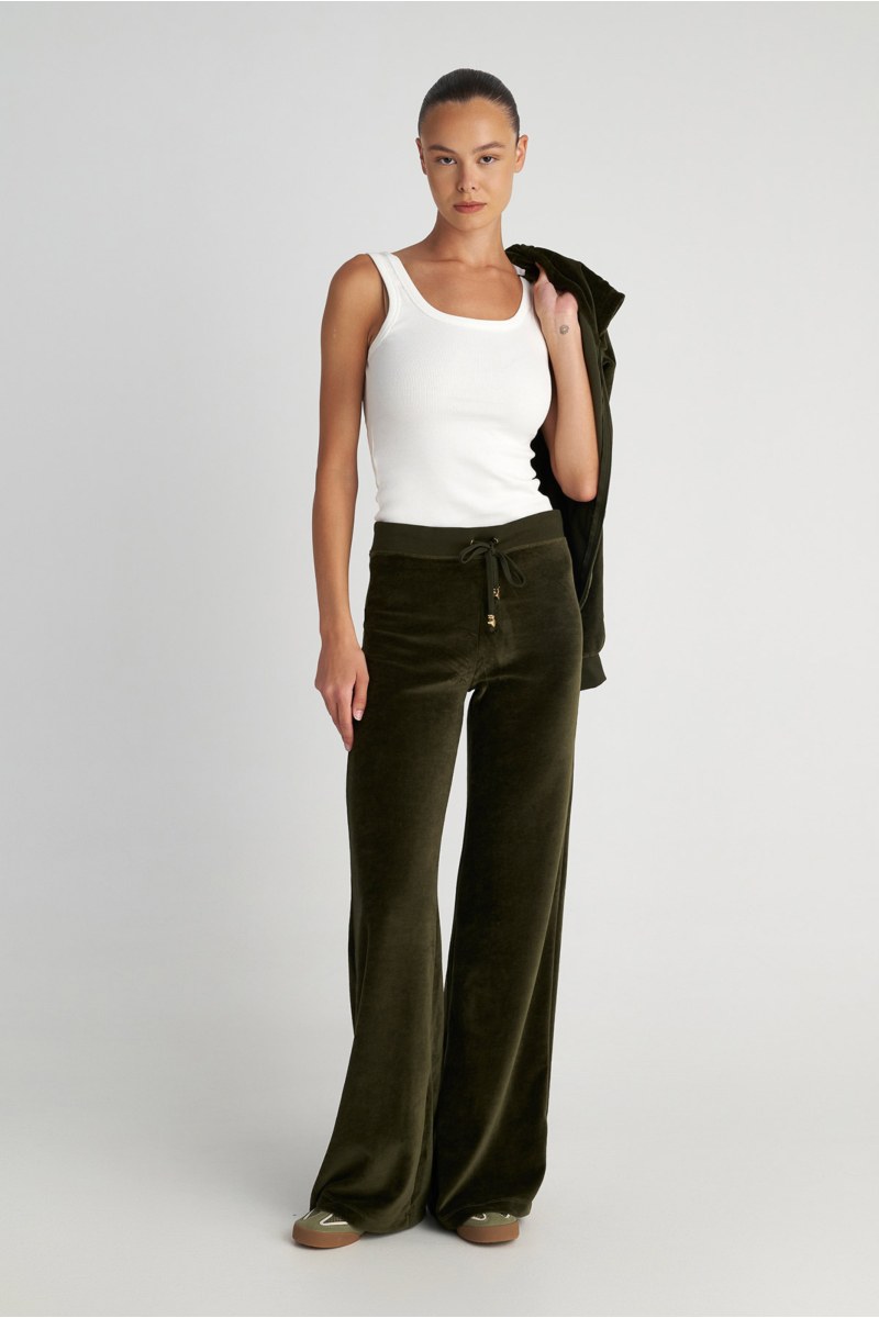 STRASS EMBELLISHED WIDE LEG VELOUR PANTS-25831107-996