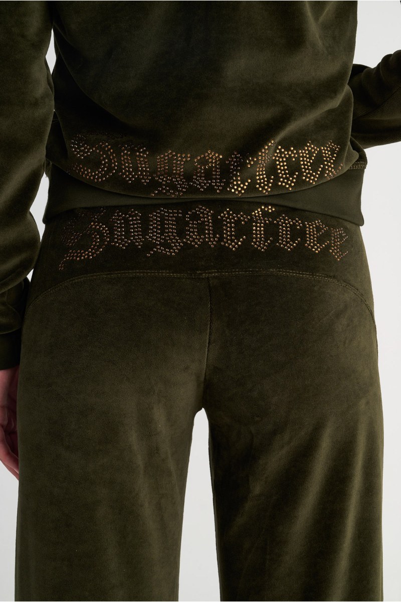 STRASS EMBELLISHED WIDE LEG VELOUR PANTS-25831107-996