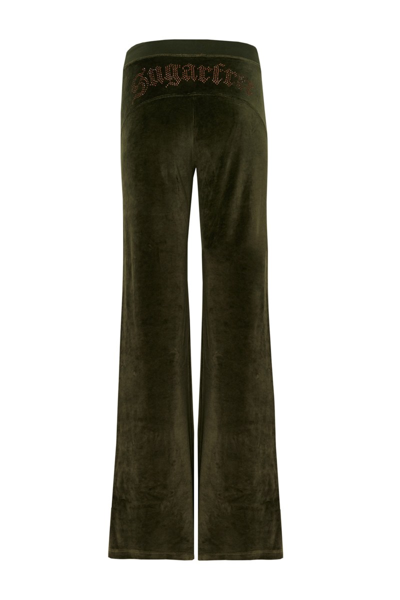 STRASS EMBELLISHED WIDE LEG VELOUR PANTS-25831107-996