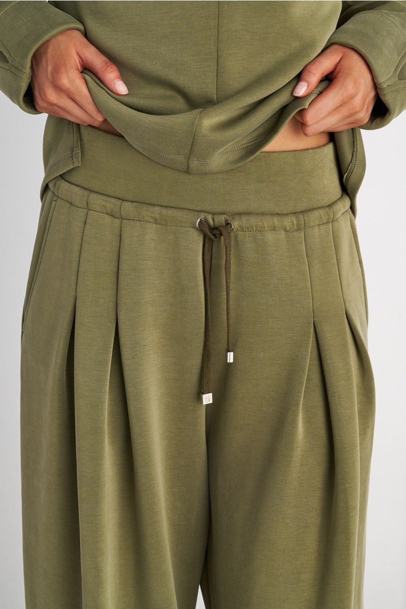 FLARED HIGH WAISTED PLEATED PANTS-25831127-996