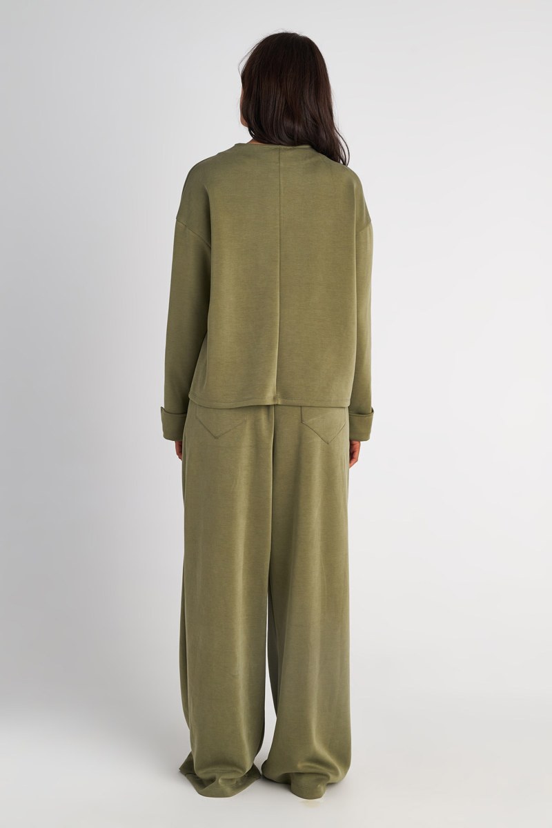 FLARED HIGH WAISTED PLEATED PANTS-25831127-996