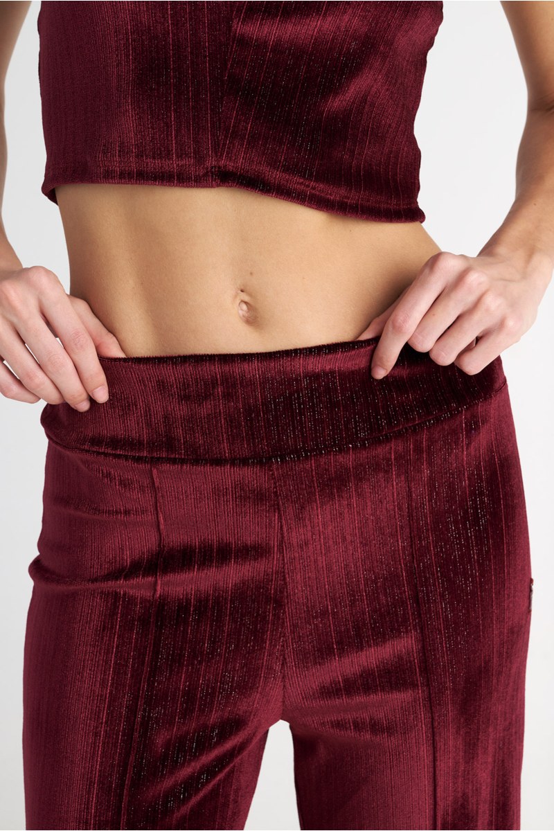 HIGH WAISTED WIDE LEG VELOUR PANTS WITH OUTER SEAM-25831152-824