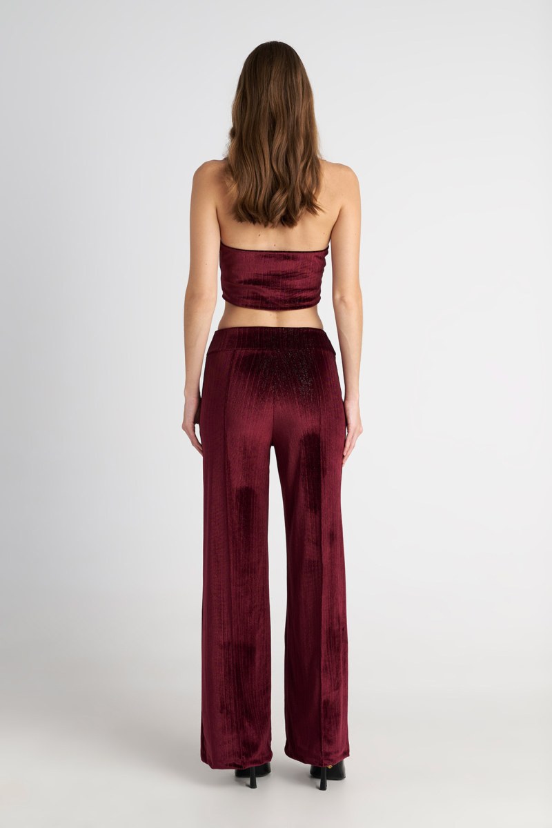 HIGH WAISTED WIDE LEG VELOUR PANTS WITH OUTER SEAM-25831152-824