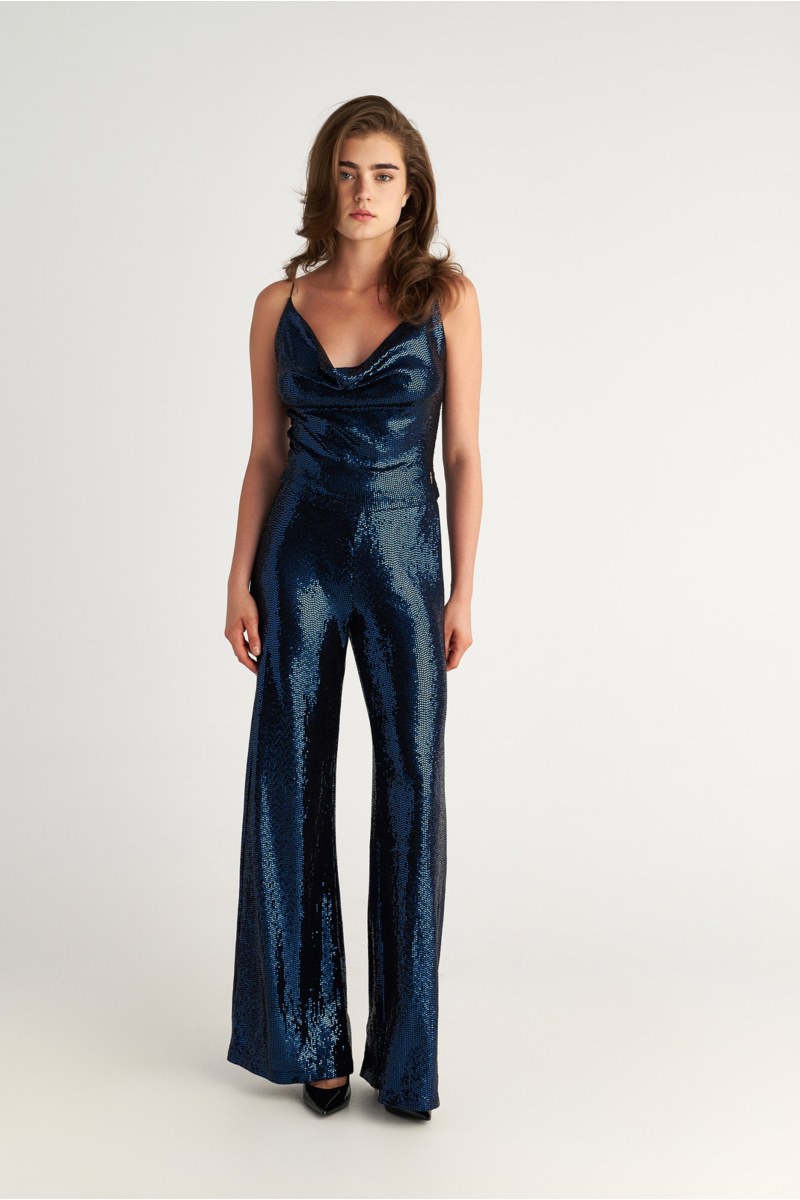 SEQUIN-EMBELLISHED HIGH WAISTED FLARED PANTS-25831168-424