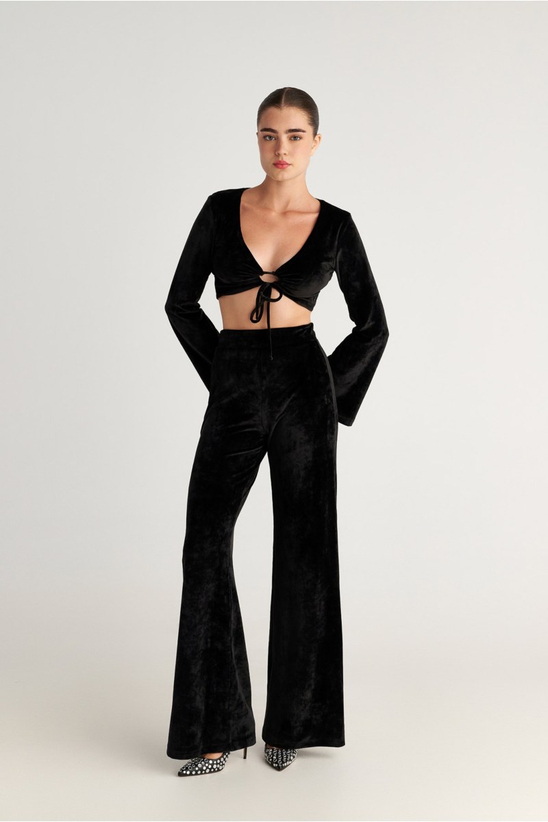 HIGH-WAISTED SUPER SOFT VELOUR FLARED PANTS-25831173-110