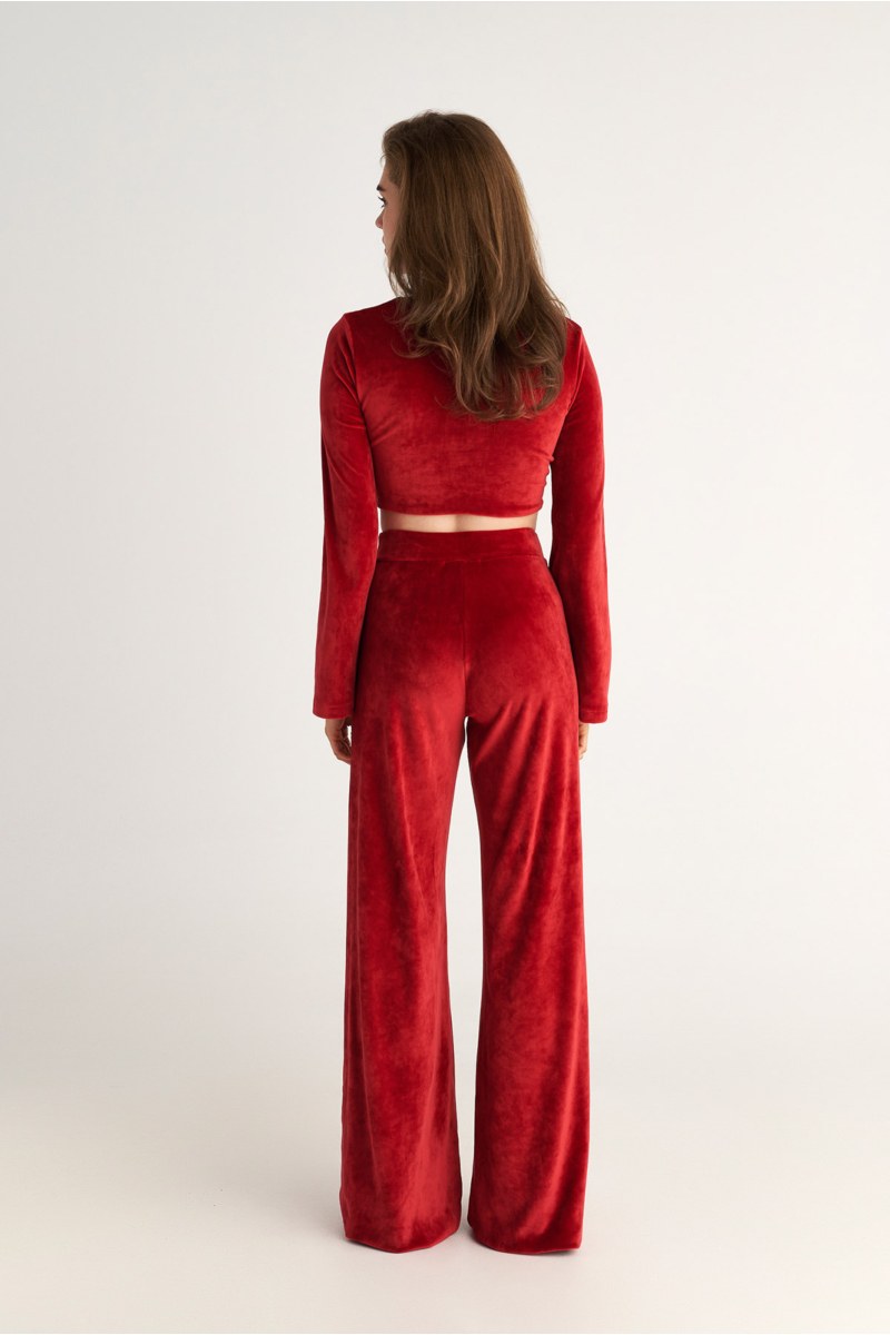 HIGH-WAISTED SUPER SOFT VELOUR FLARED PANTS-25831173-632