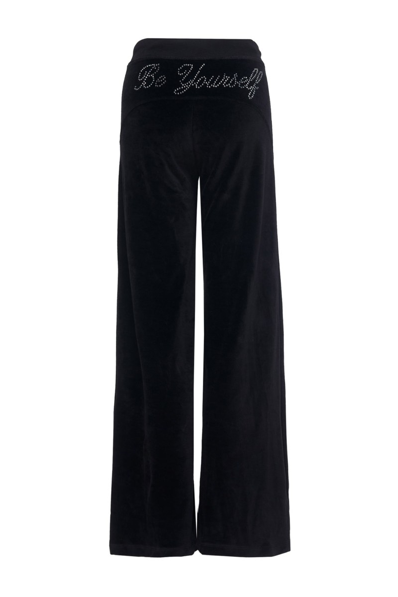 STRASS EMBELLISHED WIDE LEG VELOUR PANTS-25831181-110
