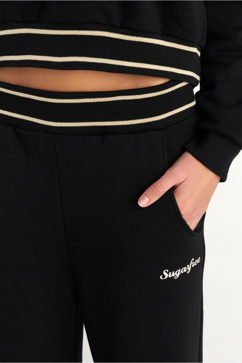 MONOCHROME WIDE LEG COTTON PANTS-25831193-110