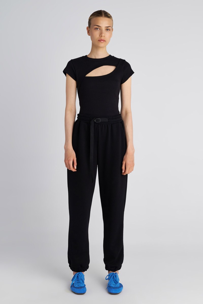 SHORT-SLEEVED RIBBED TOP WITH FRONT CUT-OUT DETAIL-25832048-110