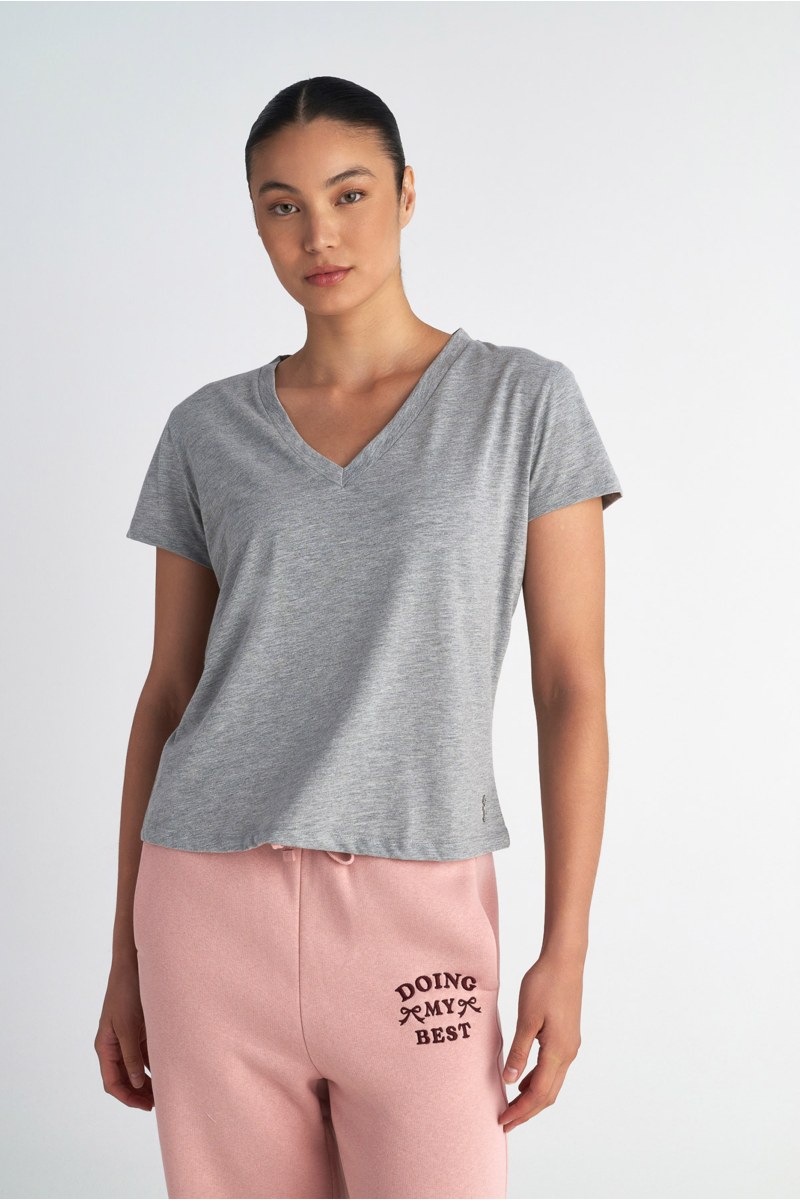 BASIC ORGANIC COTTON T-SHIRT IN 'V' NECKLINE-25832051-211