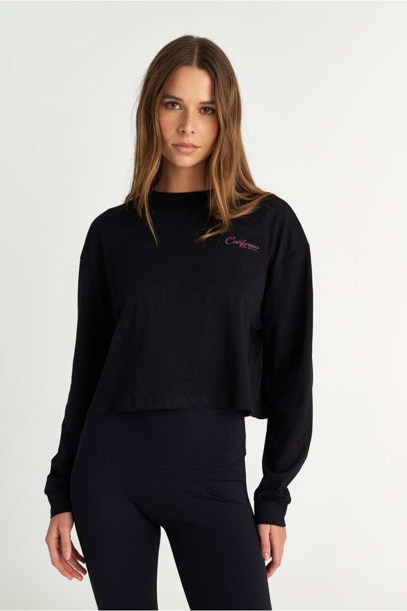 LONG-SLEEVED PRINTED COTTON CROP TOP-25832053-110