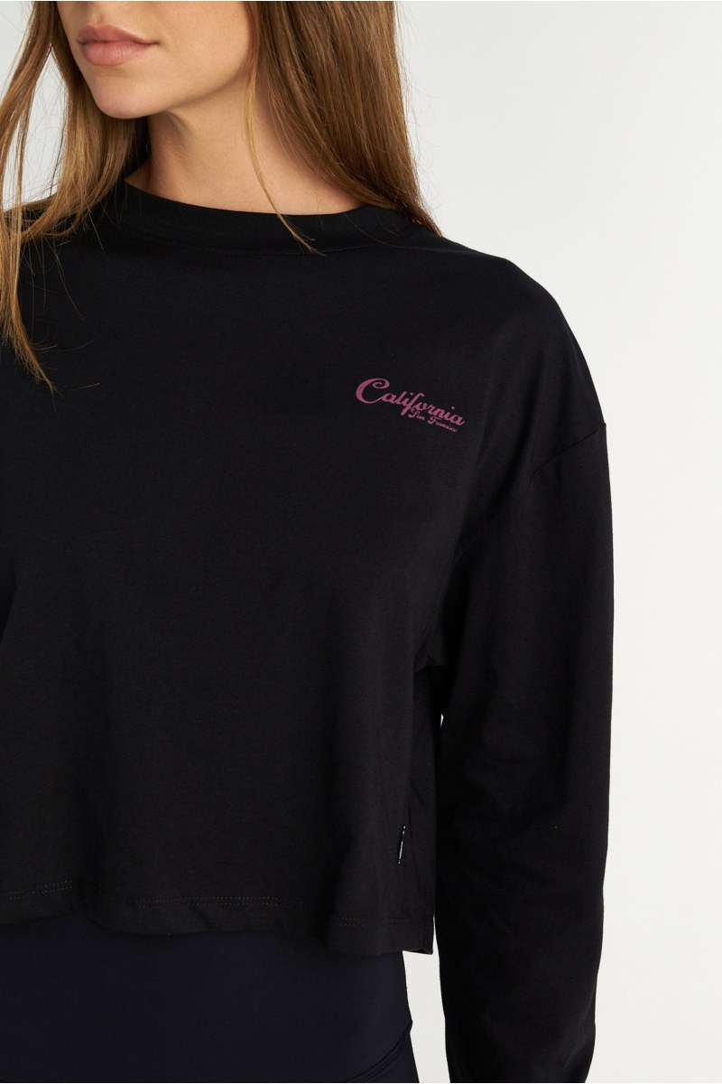 LONG-SLEEVED PRINTED COTTON CROP TOP-25832053-110