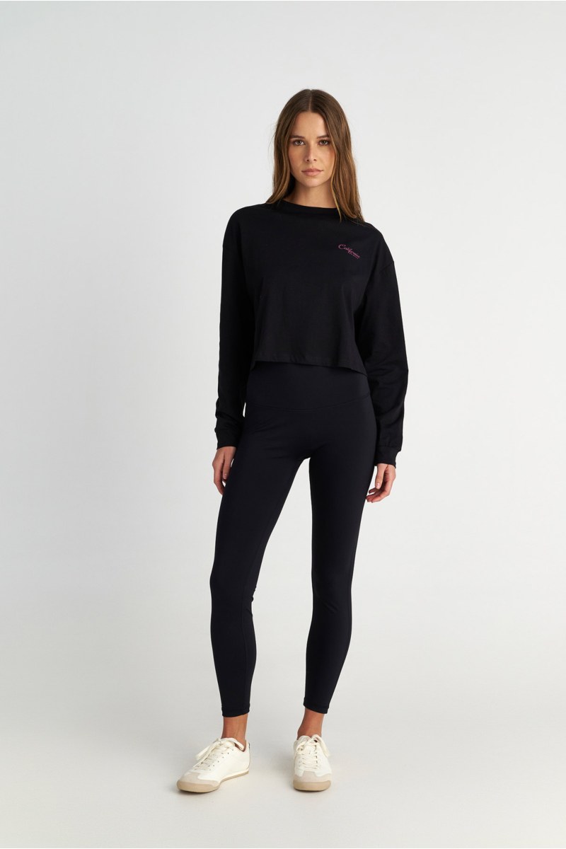 LONG-SLEEVED PRINTED COTTON CROP TOP-25832053-110