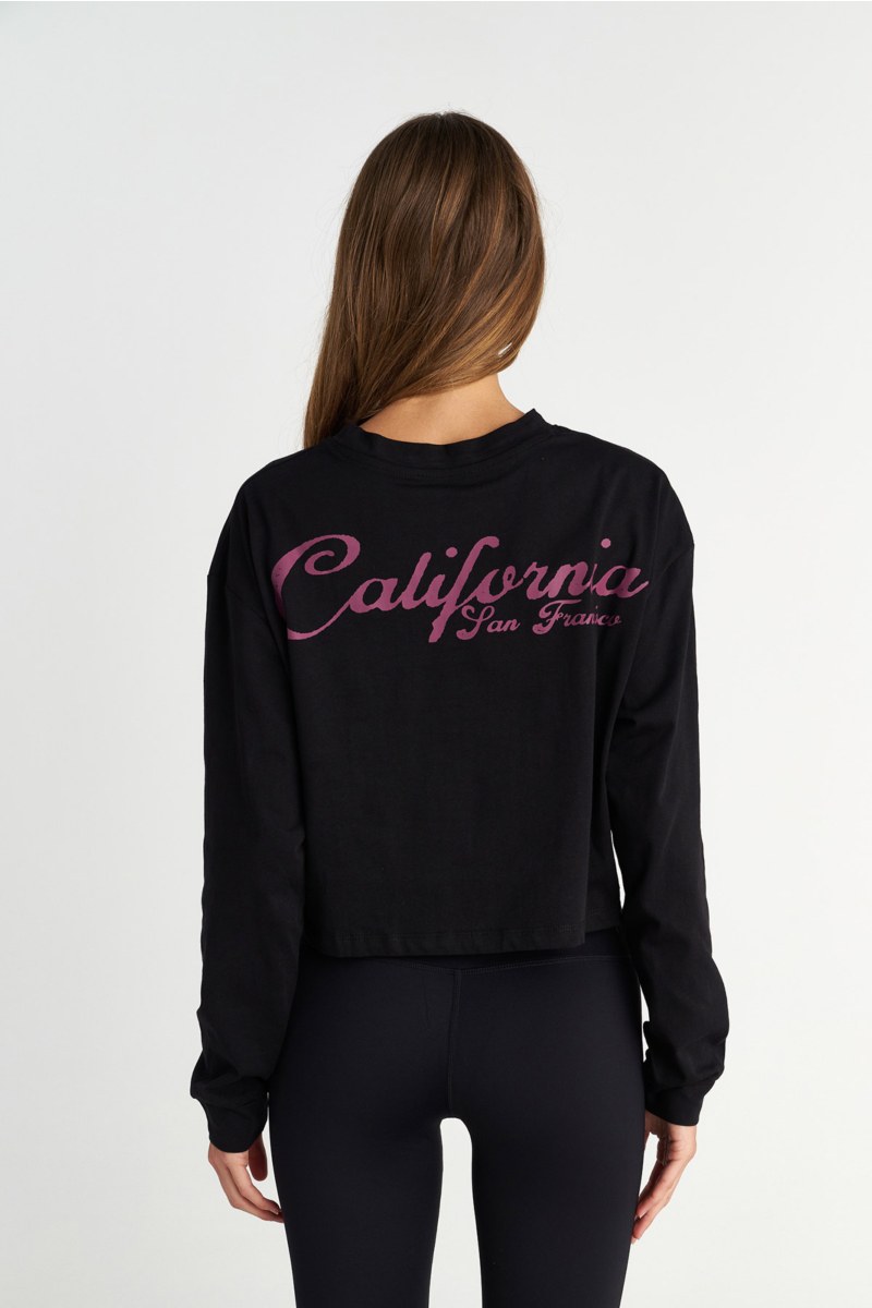 LONG-SLEEVED PRINTED COTTON CROP TOP-25832053-110