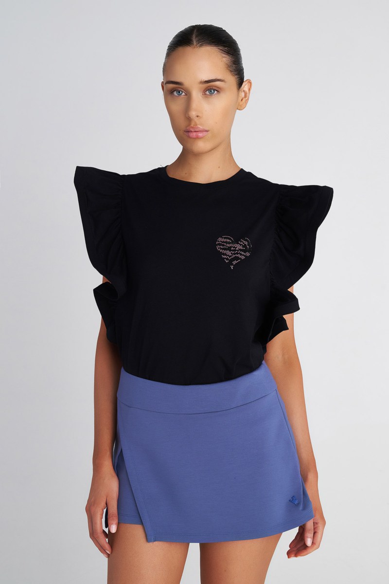 FRILLED COTTON MONOCHROME TOP-25832055-110