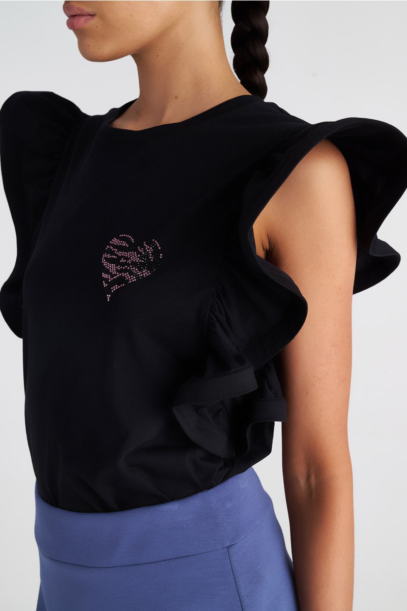 FRILLED COTTON MONOCHROME TOP-25832055-110