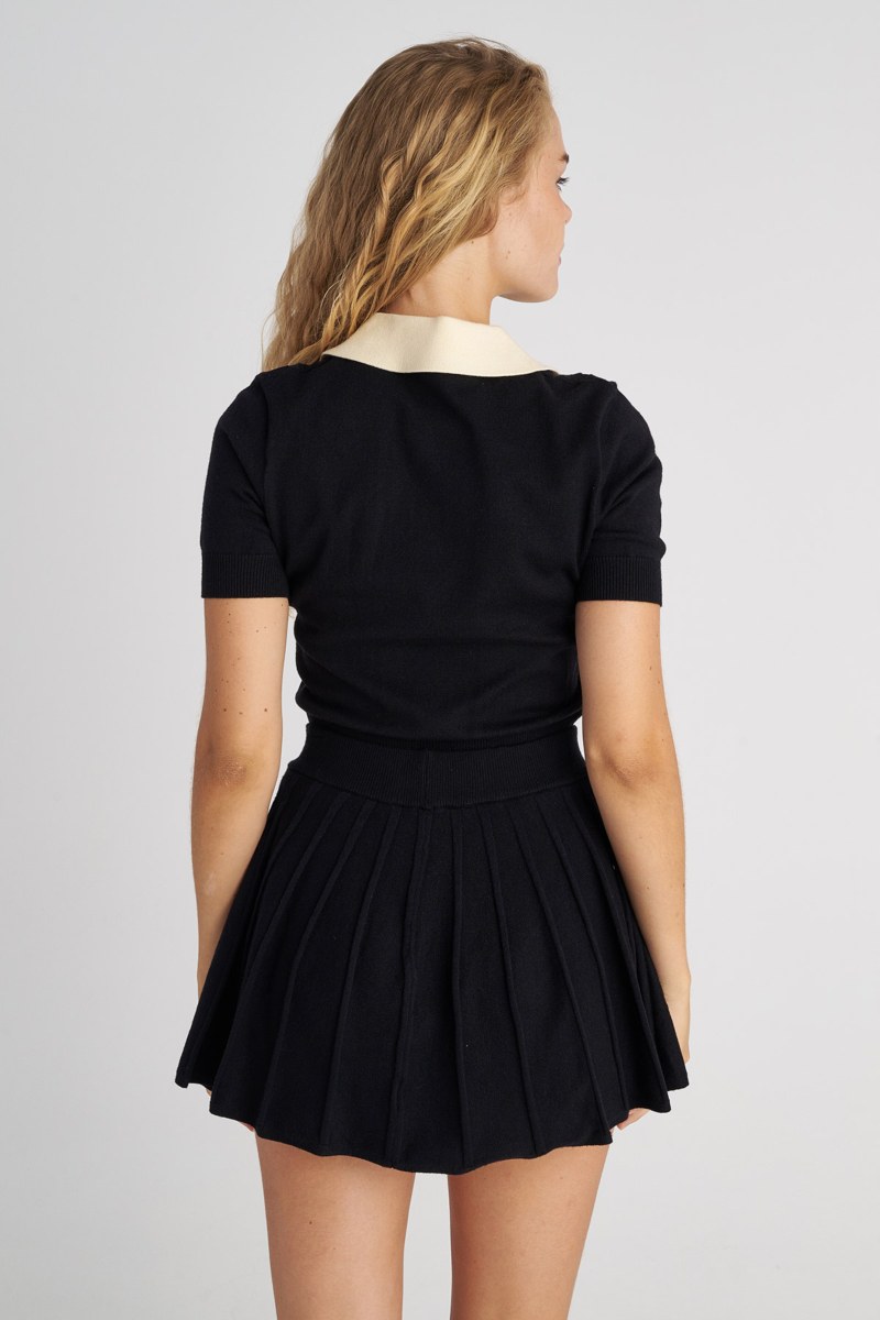 SHORT-SLEEVED KNITTED POLO TOP-25832061-110