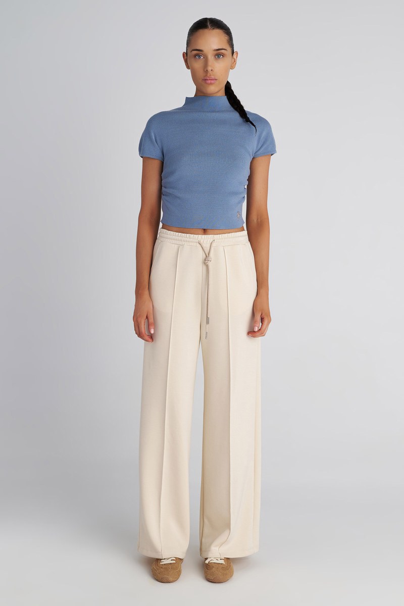 SHORT-SLEEVED MONOCHROME KNITTED TOP-25832062-911