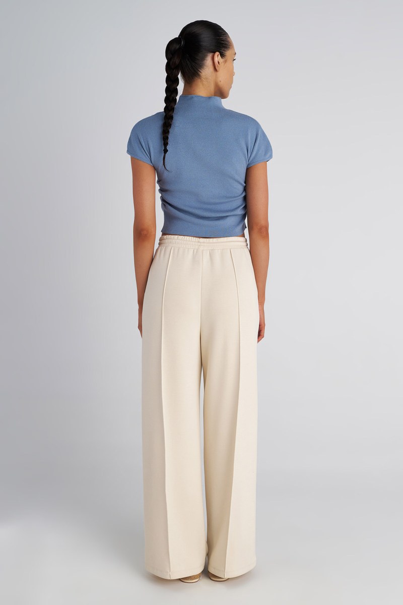 SHORT-SLEEVED MONOCHROME KNITTED TOP-25832062-911