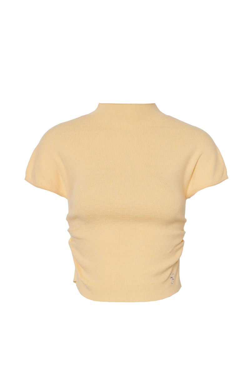 SHORT-SLEEVED MONOCHROME KNITTED TOP-25832062-994