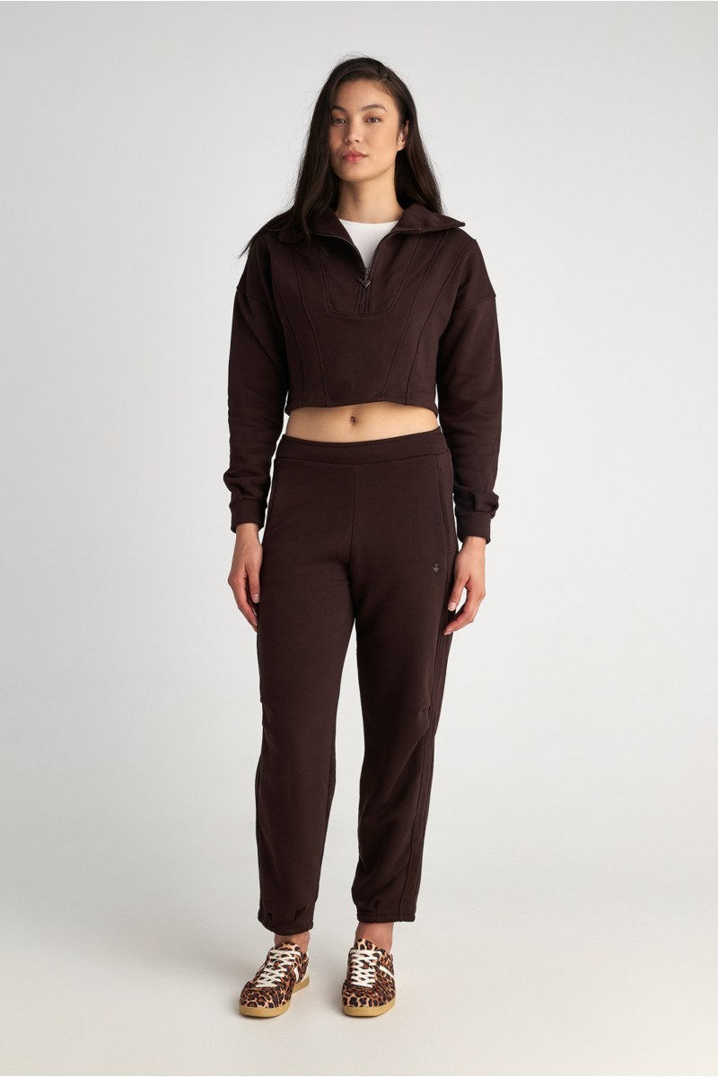 HALF-ZIP COTTON CROPPED SWEATSHIRT WITH COLLAR-25832075-332