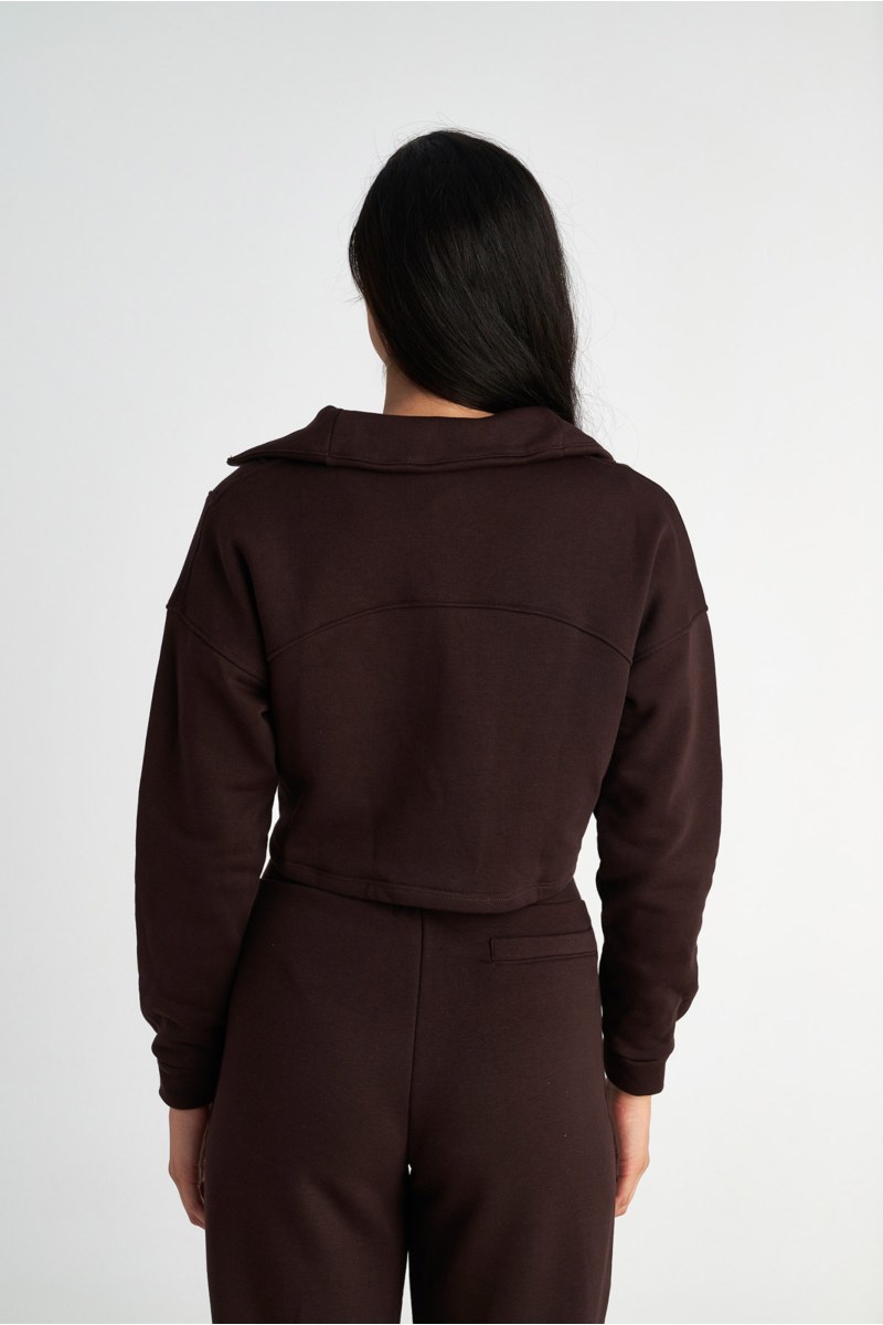 HALF-ZIP COTTON CROPPED SWEATSHIRT WITH COLLAR-25832075-332