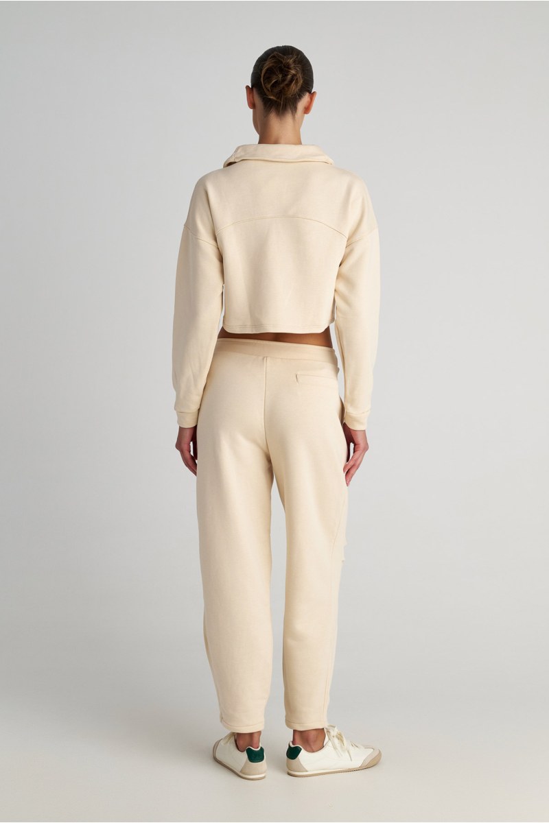 HALF-ZIP COTTON CROPPED SWEATSHIRT WITH COLLAR-25832075-963