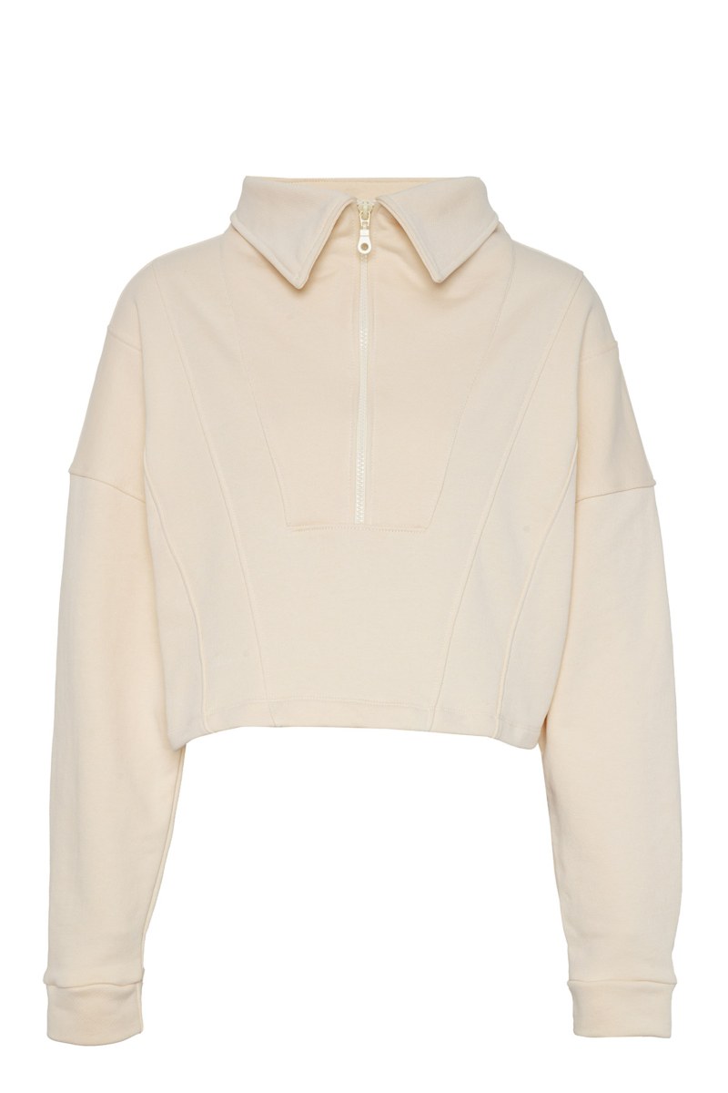 HALF-ZIP COTTON CROPPED SWEATSHIRT WITH COLLAR-25832075-963