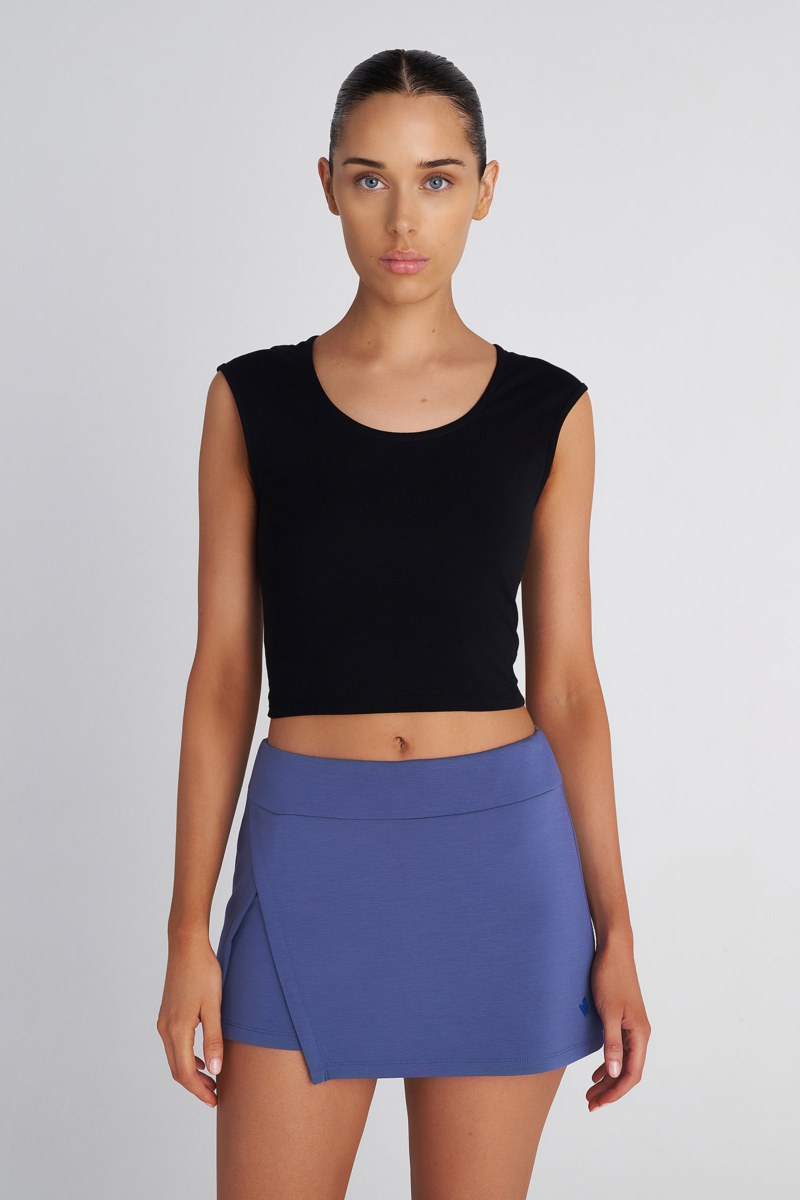 SLEEVELESS COTTON CROP TOP WITH CROSSOVER BACK-25832088-110