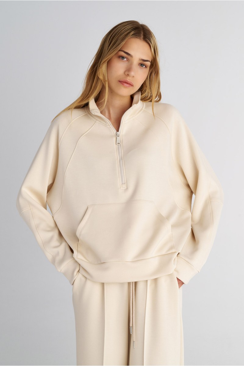 HALF-ZIP COTTON SWEATSHIRT WITH COLLAR-25832100-103